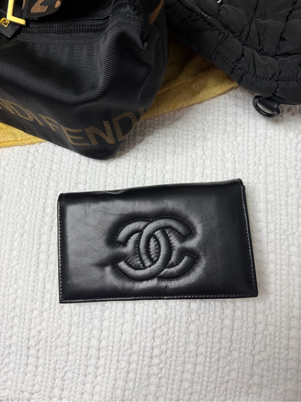 Fashion Black Quilted CC Leather Wallet